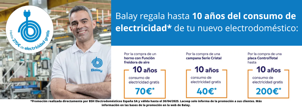 Balay regala hasta 10 años de consumo eléctrico de tu electrodoméstico*