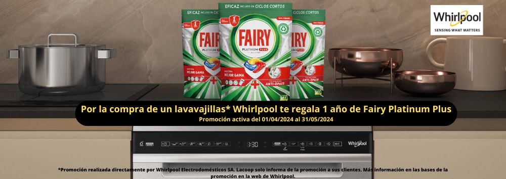 Promoción detergente Fairy gratis con Whirlpool